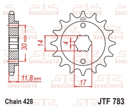 Kit de lant EK - Argintiu lant 428 DEH, Non-sealed, pinion fata JT, foaie spate JT pentru BENELLI BN 125 2017-2024 - Img 3
