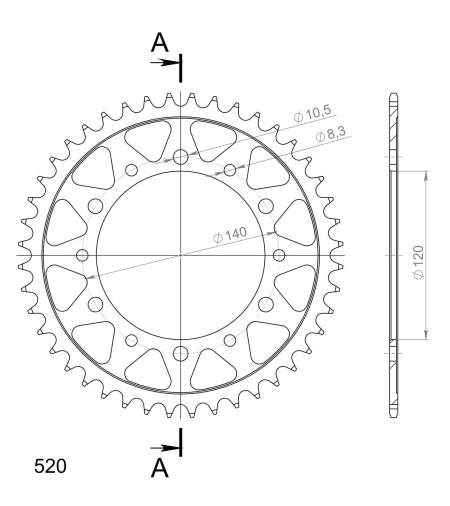 Kit de lant EK - Argintiu lant 520 SRO, O-ring, pinion fata SUPERSPROX, foaie spate SUPERSPROX pentru KAWASAKI KLR 250 1984-2000 - Img 5
