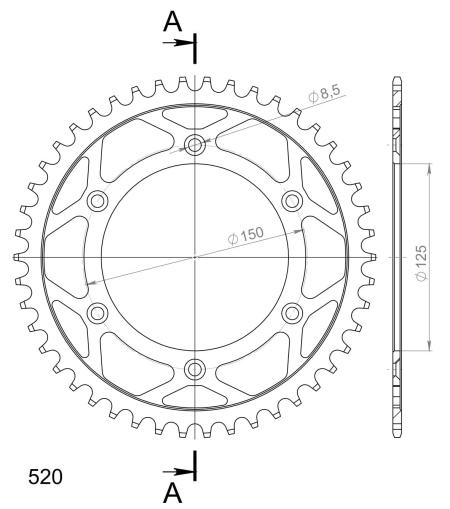 Kit de lant EK - Auriu lant 520 RRSM, Non-sealed, pinion fata SUPERSPROX, foaie spate SUPERSPROX pentru KTM EXC-F 350 2024 - Img 4