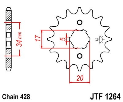 Pinion fata JT JTF 1264-14 14T, 428 - Img 2