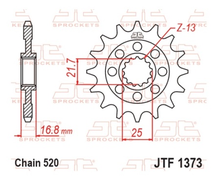 Pinion fata JT JTF 1373-16RB 16T, 520 rubber cushioned - Img 3