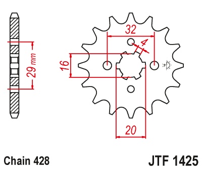 Pinion fata JT JTF 1425-14 14T, 428 - Img 2