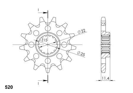 Pinion fata SUPERSPROX CST-1902:14 14T, 520 - Img 2