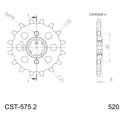 Pinion fata SUPERSPROX CST-575:15 15T, 520 - Img 2