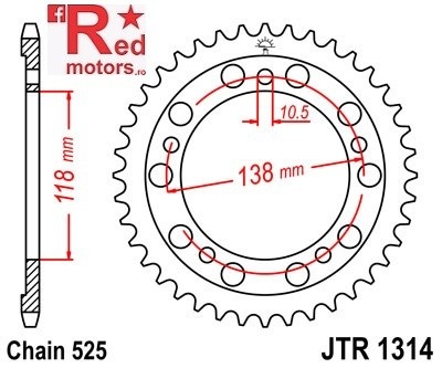 Foaie/pinion spate JTR1314.39 525 cu 39 de dinti pentru Honda CBR 400