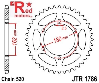 Foaie/pinion spate JTR1786.52 520 cu 52 de dinti pentru Suzuki PE 250, PE 400