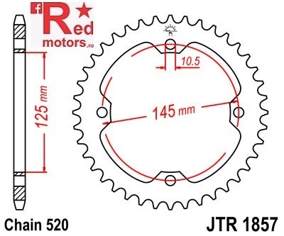 Foaie/pinion spate JTR1857.42 520 cu 42 de dinti pentru SMC/Barossa Black Hawk 250, Yamaha YFM 250, YFM 350