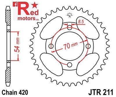 Foaie/pinion spate JTR211.38 420 cu 38 de dinti pentru Honda C 90