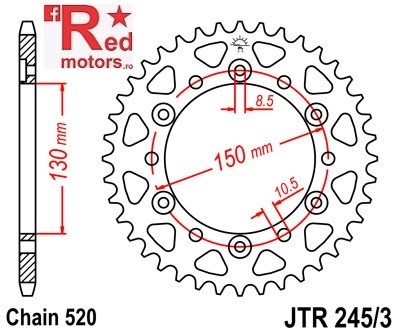 Foaie/pinion spate JTR245/3.47 520 cu 47 de dinti Honda FMX 650