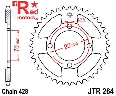 Foaie/pinion spate JTR264.45 428 cu 45 de dinti