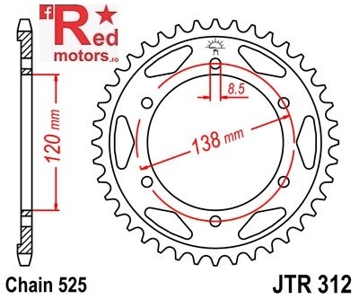 Foaie/pinion spate JTR312.38 525 cu 38 de dinti pentru Honda RVF 400, RVF 750