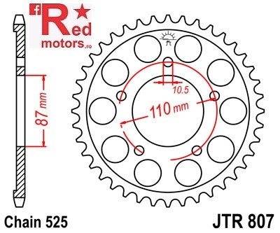 Foaie/pinion spate JTR807.47 525 cu 47 de dinti pentru Suzuki GSF 400, GSF 650