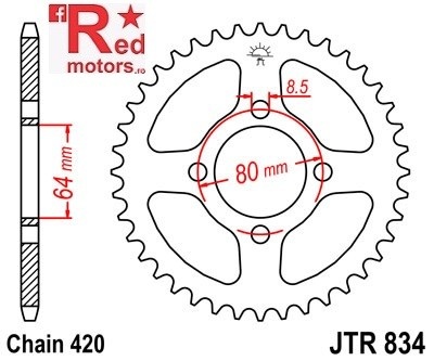 Foaie/pinion spate JTR834.48 420 cu 48 de dinti pentru Yamaha FS 80, PW 80, TT-R 50