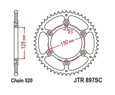 Foaie spate JT JTR 897-46SC 46T, 520 Self Cleaning Lightweight - Img 2