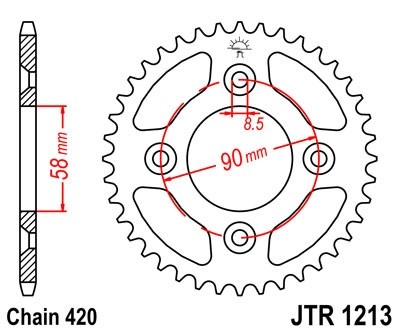 Kit de lant EK - Argintiu lant 420 DEH, Non-sealed, pinion fata JT, foaie spate JT pentru HONDA CRF 50 F 2004-2025 - Img 5