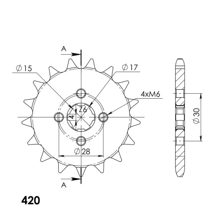 Kit de lant EK - Argintiu lant 420 DEH, Non-sealed, pinion fata SUPERSPROX, foaie spate SUPERSPROX pentru HONDA CR 80 R / RB 1985 - Img 3
