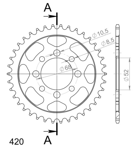 Kit de lant EK - Argintiu lant 420 DEH, Non-sealed, pinion fata SUPERSPROX, foaie spate SUPERSPROX pentru KAWASAKI KLX 110 (R) 2010-2025 - Img 4