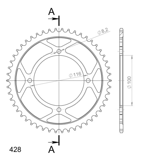Kit de lant EK - Argintiu lant 428 SRO, O-ring, pinion fata JT, foaie spate SUPERSPROX pentru KAWASAKI KLX 140 R (R F,R L) 2025 - Img 5
