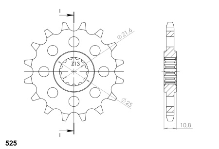 Pinion fata SUPERSPROX CST-1586:16 16T, 525 - Img 2