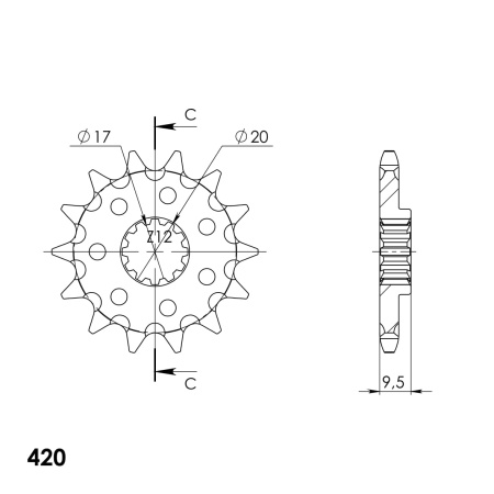 Pinion fata SUPERSPROX CST-1900:14 14T, 420 - Img 2
