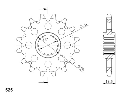 Pinion fata SUPERSPROX CST-1904:17 17T, 525 - Img 2
