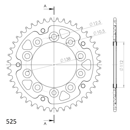 Rear sprocket SUPERSPROX STEALTH RST-1304:44-GLD auriu 44T, 525 - Img 2