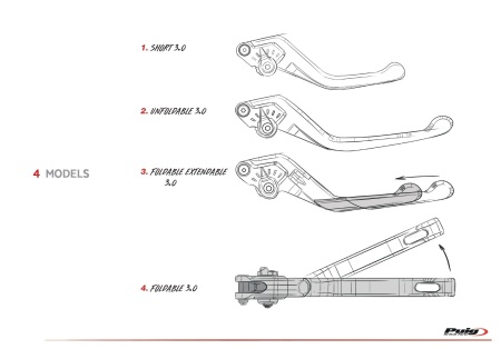 Brake lever without adapter PUIG 3.0 120NN lung black/black - Img 2