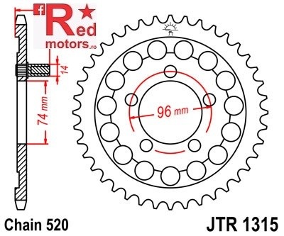 Foaie/pinion spate JTR1315.40 520 cu 40 de dinti pentru Honda NSR 250
