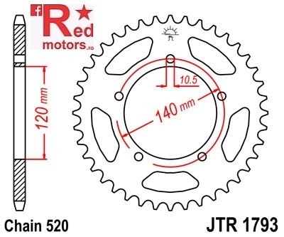Foaie/pinion spate JTR1793.42 520 cu 42 de dinti pentru Suzuki GSX-R 600