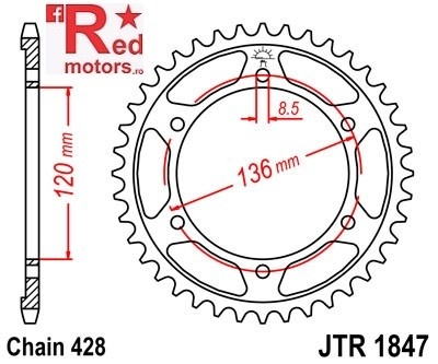 Foaie/pinion spate JTR1847.47 428 cu 47 de dinti pentru Yamaha FZR 400, TDR 125