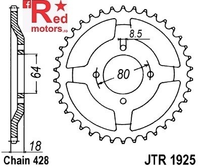 Foaie/pinion spate JTR1925.51 428 cu 51 de dinti