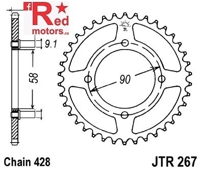 Foaie/pinion spate JTR267.39 428 cu 39 de dinti