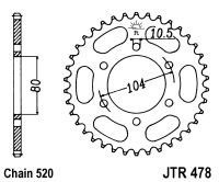 Foaie spate JT JTR 478-43 43T, 520 - Img 2