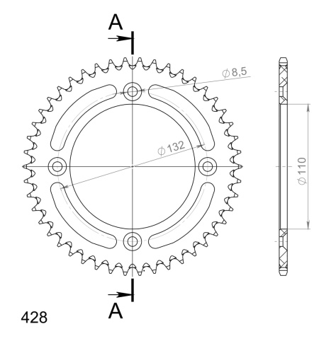 Kit de lant EK - Argintiu lant 428 DEH, Non-sealed, pinion fata SUPERSPROX, aluminiu foaie spate SUPERSPROX pentru KTM SX 85 2004-2017 - Img 4