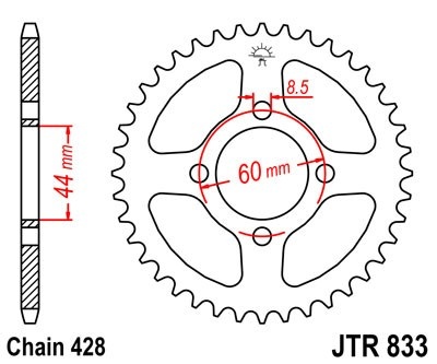 Kit de lant EK - Argintiu lant 428 SHDR, Non-sealed, pinion fata JT, foaie spate JT pentru YAMAHA TT-R 125 2000-2001 - Img 5