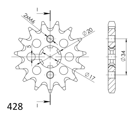 Pinion fata SUPERSPROX CST-1264:16 16T, 428 - Img 2