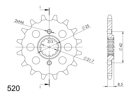 Pinion fata SUPERSPROX CST-516:14 14T, 520 - Img 2