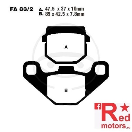 Placute frana fata sinterizate 47.5x37x10/85x42.5x7.8 EBC FA83/2 pentru Honda MB 80, MCX 80, TGB Bullet 25, 50