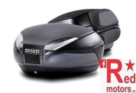 Top case SHAD SH48 Gri inchis with backrest, carbon cover and PREMIUM SMART lock
