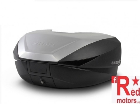 Top case SHAD SH59X negru cu capac de aluminiu (expandable concept) with PREMIUM SMART lock and backrest