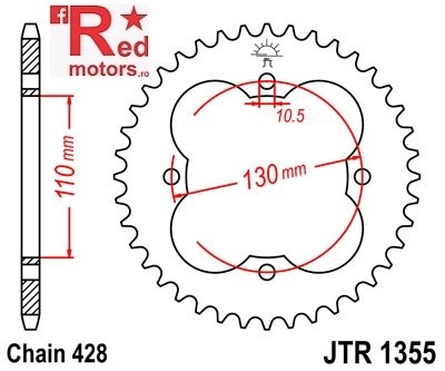Foaie/pinion spate JTR1355.48 428 cu 48 de dinti pentru Honda TRX 90