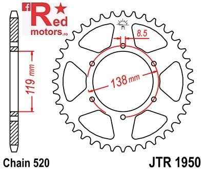 Foaie/pinion spate JTR1950.48 520 cu 48 de dinti pentru Husaberg FC 400, FC 600, FE 400