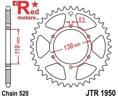 Foaie/pinion spate JTR1950.50 520 cu 50 de dinti pentru Husaberg FC 350, FC 400, FC 501, 600, FE 400