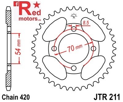 Foaie/pinion spate JTR211.40 420 cu 40 de dinti pentru Honda C 90