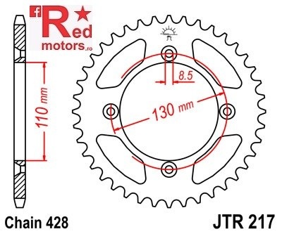 Foaie/pinion spate JTR217.52 428 cu 52 de dinti
