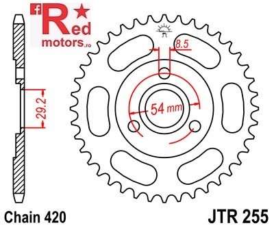 Foaie/pinion spate JTR255.45 420 cu 45 de dinti pentru Honda Z 50