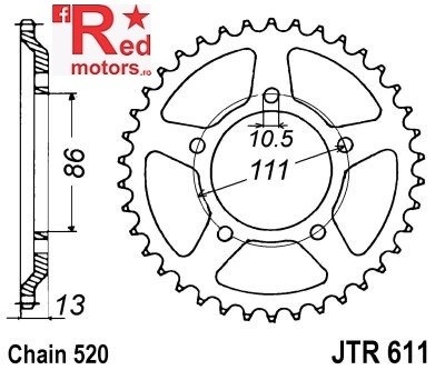 Foaie/pinion spate JTR611.43 520 cu 43 de dinti