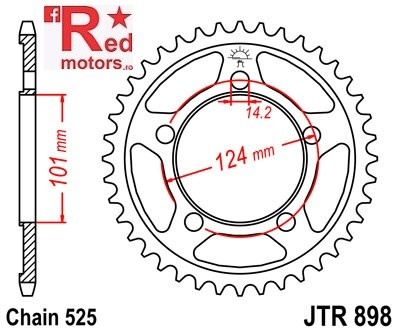Foaie/pinion spate JTR898.37 525 cu 45 de dinti pentru KTM RC8 1190, Super Duke 990