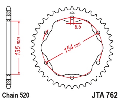 Foaie spate ALU JT JTA 762-43BLK 43T, 520 Negru - Img 2
