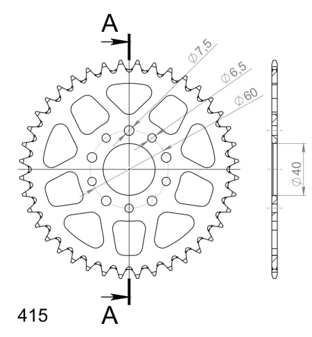 Foaie spate ALU SUPERSPROX RAL-451:40-ORG portocaliu 40T, 415 - Img 2